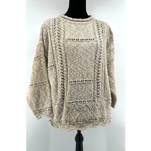 TiVoli Linen Open Knit Sweater Women's Size S Boho Peasant